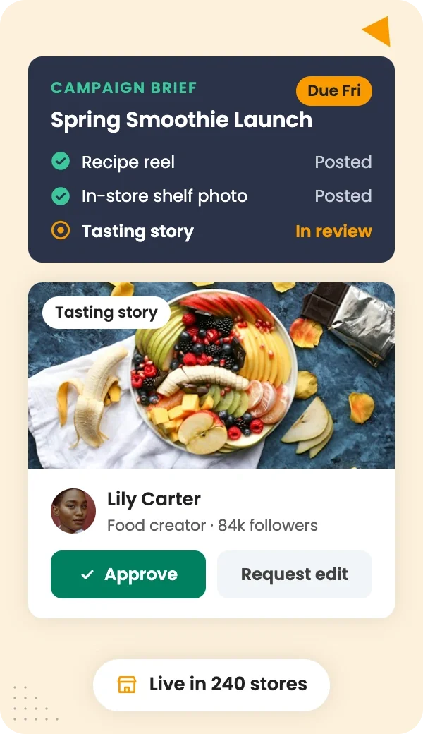 Launch food creator campaigns that sell
