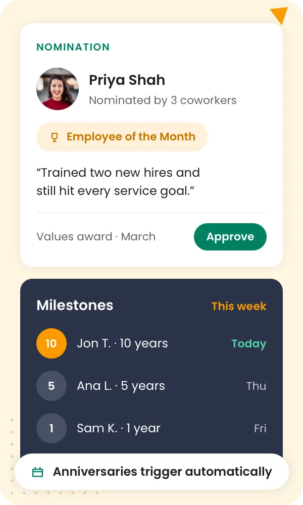 Celebrate strong service and long-term contribution